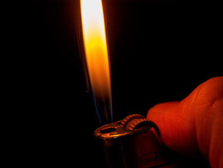 The lighter produces a spark, creating fire. Ideal for warnings.