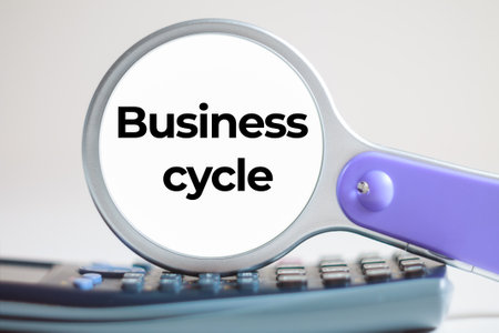 "Business cycle" text on an economic topicの写真素材