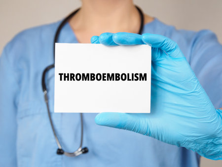 "THROMBOEMBOLISM" text title diagnoses medical backgroundの写真素材