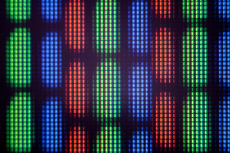 Macro Screen Pixel Photography: An interesting background for technology, design and digital art,...
