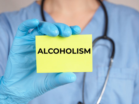 "ALCOHOLISM" names diagnoses medical backgroundの写真素材