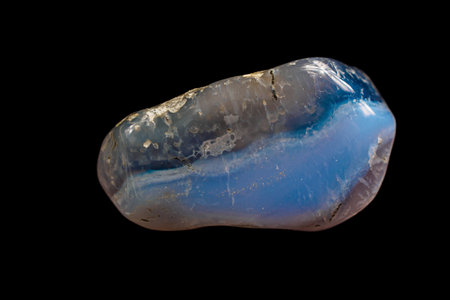 Close-up image of blue agate with great texture and smooth lines, radiating calm and harmony.