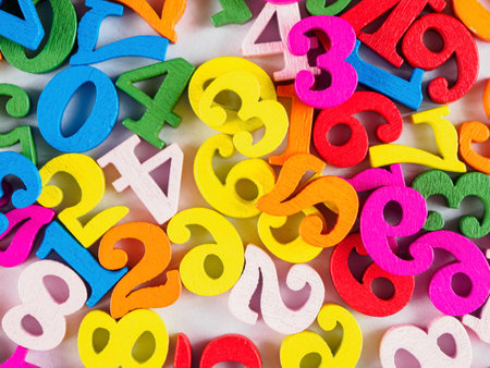 Bright numbers on a neutral background, creating an eye-catching visual effect for design and...