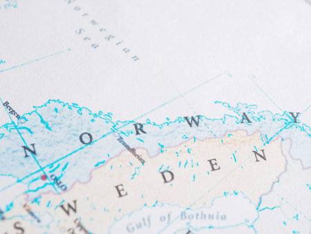 Norway highlighted on a world map. A clear view of its location, shape, and relation to surrounding...