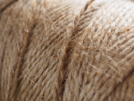A close-up of a finely woven rope. The intricate texture and detail of the weave are clearly...