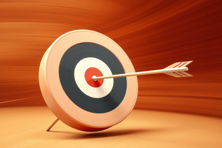 Target symbol. Goal, aim accuracy. Focus, objective success. Red, black, white. Design element graphic.の素材