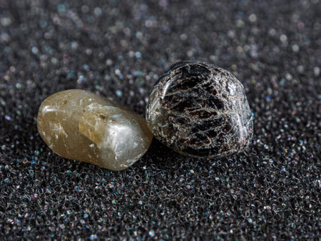 Labradorite is a mysterious mineral with a labradorescence effect and bright colors, close-up.の写真素材