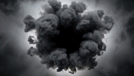 A dramatic smoke or fog effect perfect for creating a spooky and atmospheric background or wallpaper.の素材