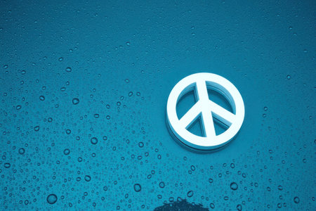 Peace sign background. Symbol of peace, love, harmony. Colorful, retro, vintage, abstract, graphic resource.の素材