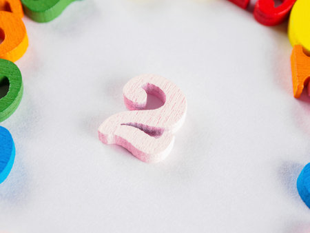 Bright number two. Close-up image. Use for countdowns, rankings, numerical themes. Bold and eye-catching.の写真素材