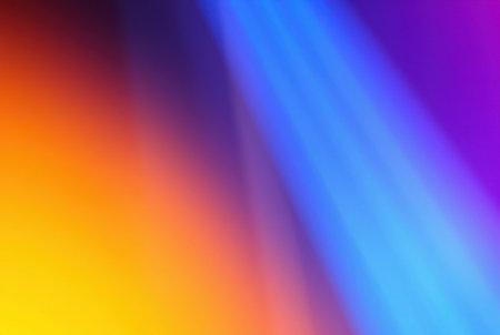 Bright lens flare with vibrant colors. Light streaks and balanced tones create a striking abstract background.の素材
