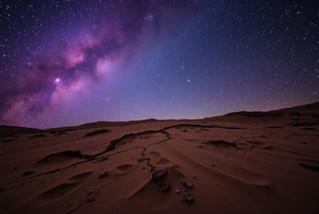 Purple nebula and stars. Abstract background for a cosmic or sci-fi theme. Stunning and otherworldly.の素材