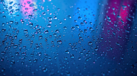 Rainy, wet environment. Puddles, damp. Gloomy weather condition.の素材