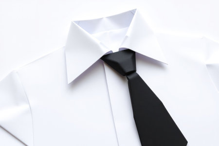 White shirt with black tie. Casual professional wear. Classic and stylish.の素材