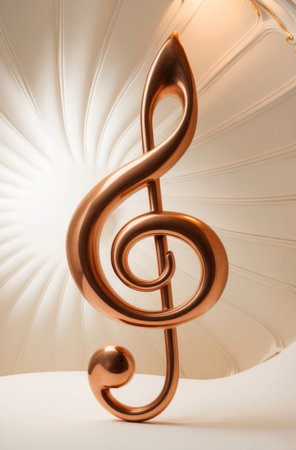 Ornate, spiraling treble clef. Musical symbol, decorative, design element.の素材