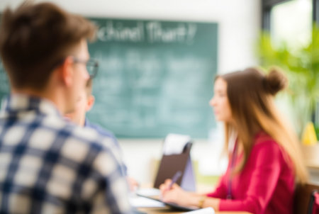 Blurred education theme. Bokeh lights, study knowledge, abstract background.の素材