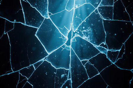 Broken glass texture. Cracks and shards create a unique, distressed background. Use for design effects or grunge styles.の素材