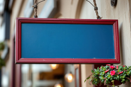 Blank cafe signboard. Close-up, empty sign, menu advertisement.の素材