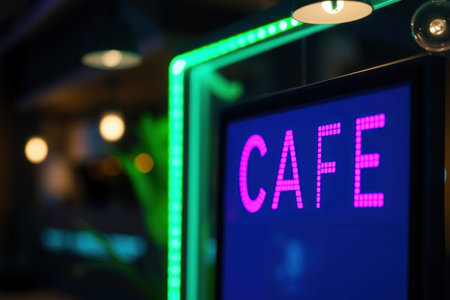 Blank cafe signboard. Close-up, empty sign, menu advertisement.の素材