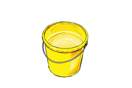 Bucket sketch. Yellow plastic, white background, isolated.の素材