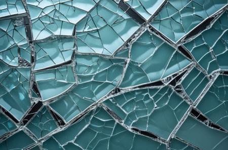 Broken glass texture. Cracks and shards create a unique, distressed background. Use for design effects or grunge styles.の素材