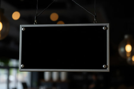 Blank cafe signboard. Close-up, empty sign, menu advertisement.の素材
