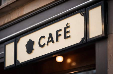 Blank cafe signboard. Close-up, empty sign, menu advertisement.の素材