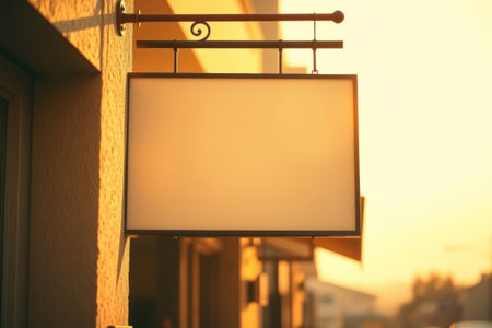 Blank cafe signboard. Close-up, empty sign, menu advertisement.の素材