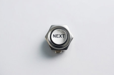 Clean âNextâ button. Toggle switch, minimalist, bright background.の素材