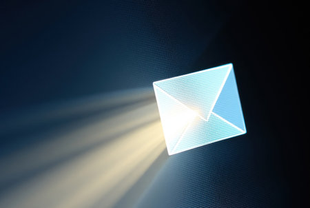Close-up of a pixel cursor on a mail icon â digital communication.の素材