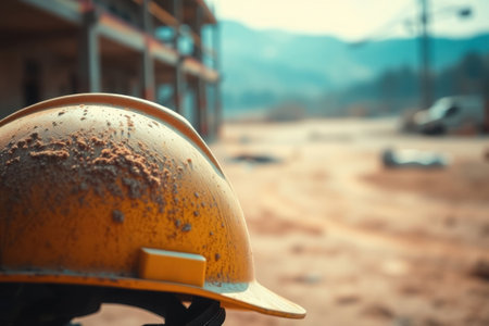 A construction helmet â symbolizing work, safety, and the building process.の素材