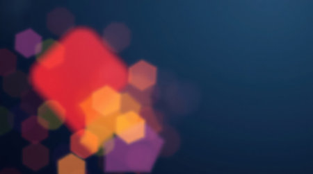 Abstract bokeh of hexagonal lights create a vibrant and dynamic background.の素材