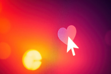 Pixel cursor on a heart â detailed screen display imagery.の素材