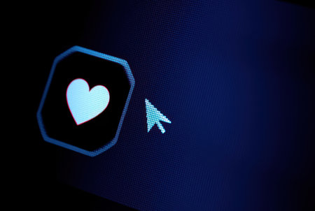 Pixel cursor on a heart â detailed screen display imagery.の素材