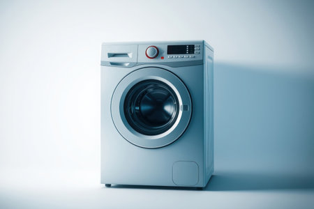 Washing machine isolated on white background. Clipping path included.の素材