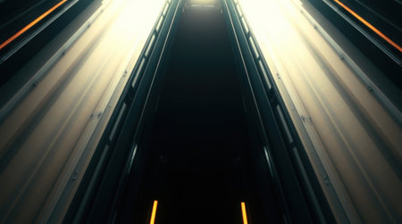 Motion blur of moving escalator, abstract background and technology concept.の素材