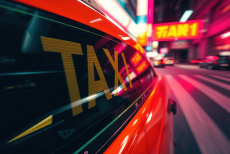 Taxi car on the road in New York City, USA.の素材