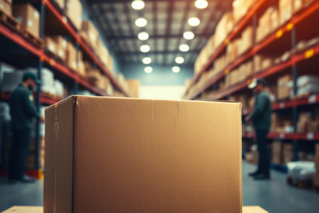 Warehouse or storehouse with freight transportation and storage of goods.の素材