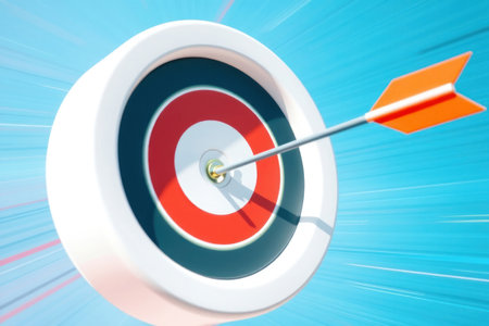 A vibrant target with an arrow perfectly hitting its center.の素材