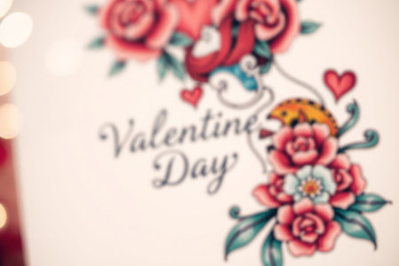 A detailed, vintage-style illustration depicting roses and hearts for Valentine's Day, evoking romance and celebration.の素材