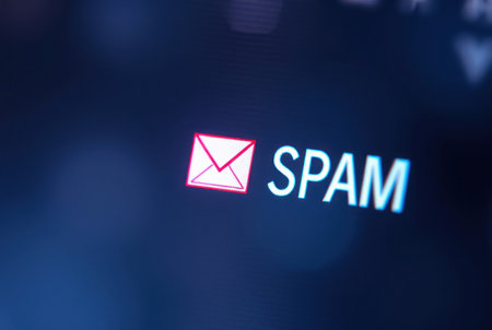 Pixel cursor and âSPAMâ icon. A clear warning about unwanted emails.の素材