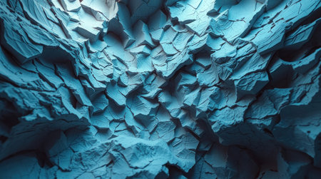 Abstract geological formations, icy textures, deep blue and shadowed cave.の素材