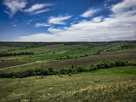 Fields, meadows, road. Native spirit of the land-a cozy islandの写真素材