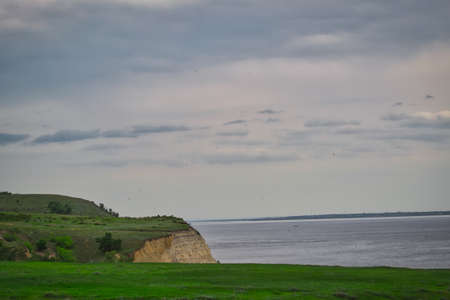 A place near the Bank of the Volga, resembling and similar to Iceland or Norway, and it seems that Thor or Odin will appear in this clearing.の写真素材