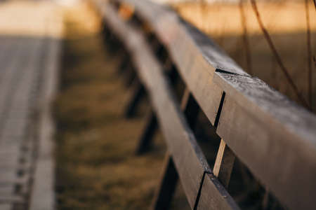Wooden fence in the sunlight.の写真素材