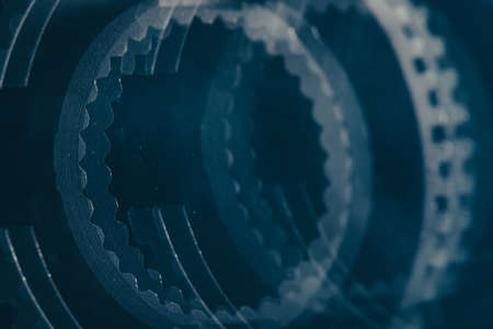 Reflection of the toothed shaft in the glass.の写真素材