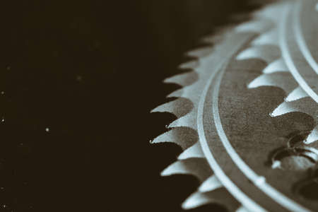 Monochrome multi exposition background of gear close up. Artwork from auto part in macro photography.の写真素材