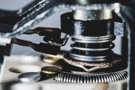 Detailed background image from auto part. Automotive mechanism with spring close-up.の写真素材