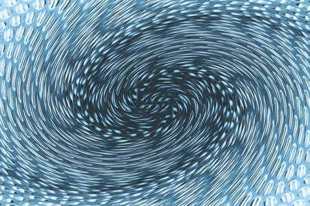 Space matter revolves around a spiral wormhole of blue color. Fantastic background image of asymmetric vortex tunnel in center of shot.の写真素材