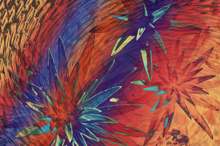 Hallucinogen fluorescent background from plants of surreal colors . Abstract illusion on drink and drug theme. Psychedelic tropical effect of cannabis or alcohol. Lsd effect. Hemp dope.の写真素材